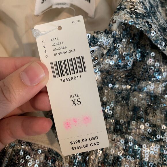 Steve Madden Jacket Womens XS Extra Large Andee Checkered Sequined Shacket - Picture 11 of 16